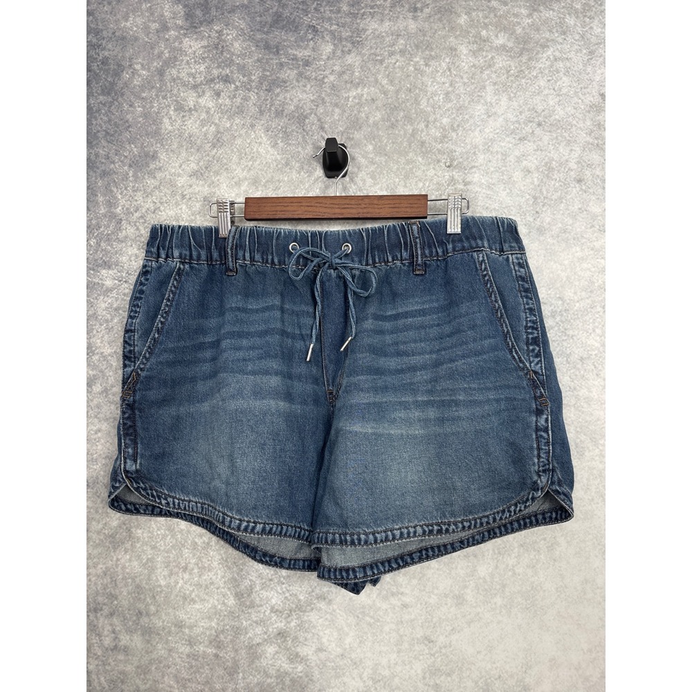 Judy Blue High Waist Boxer Shorts Featherlight Dark Blue Denim Pull On Size 1XL